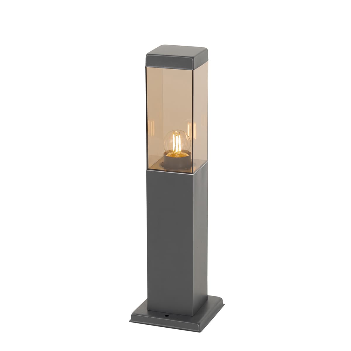 Moderný vonkajší lampáš tmavosivý s dymovým sklom 45 cm - Malios
