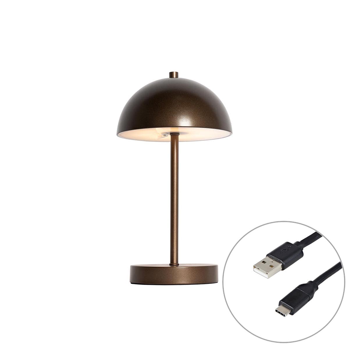 Vonkajšia stolná lampa tmavý bronz nabíjateľná vrátane LED 3-stupňové stmievanie - Keira