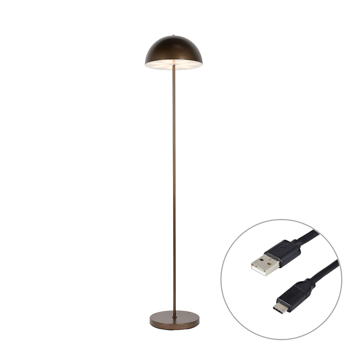 Vonkajšia stojaca lampa tmavo bronzová nabíjateľná 3-stupňovo stmievateľná - Keira