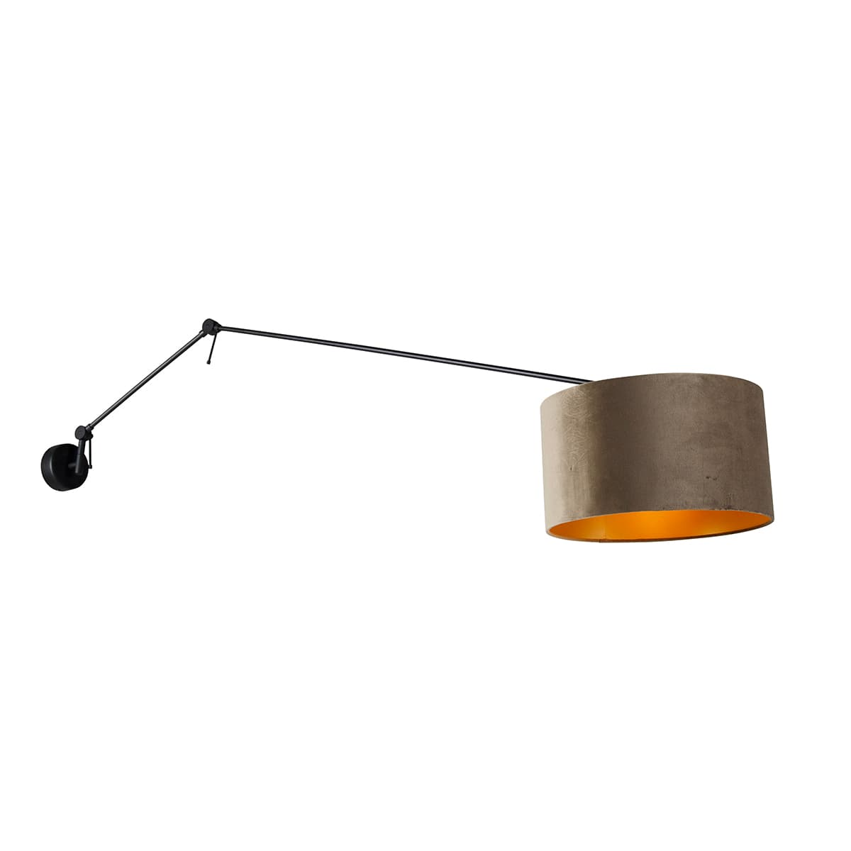 Nástenná lampa čierna s tienidlom zo zamatu taupe 35 cm nastaviteľná - Blitz