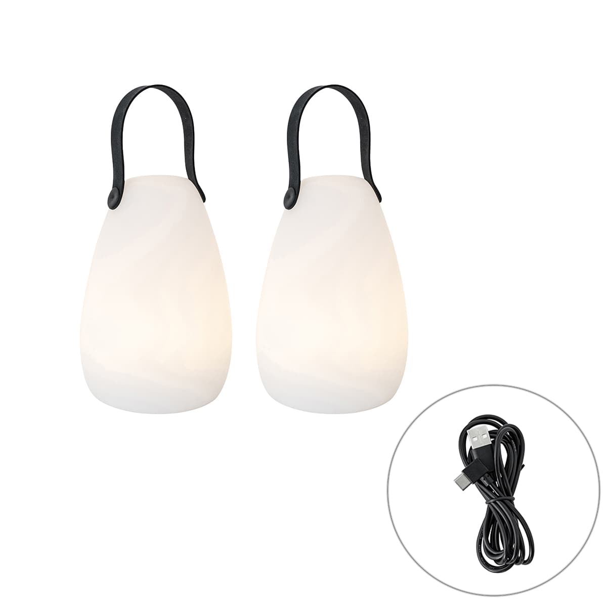 Sada 2 stolových lamp bielych RGBW nabíjateľných IP54 - Pion