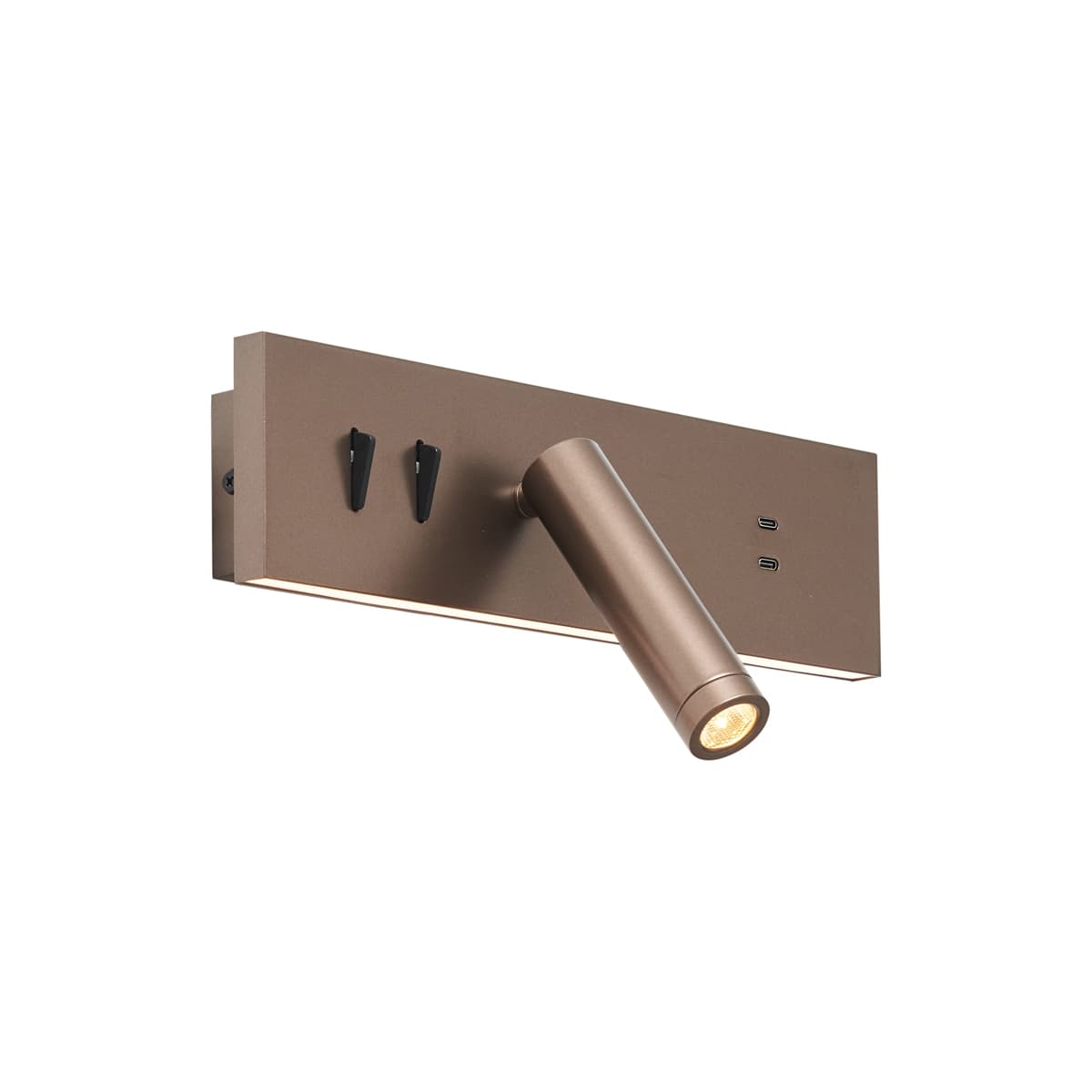 Moderné nástenné svietidlo tmavý bronz nastaviteľné s USB-C vrátane LED - Modric