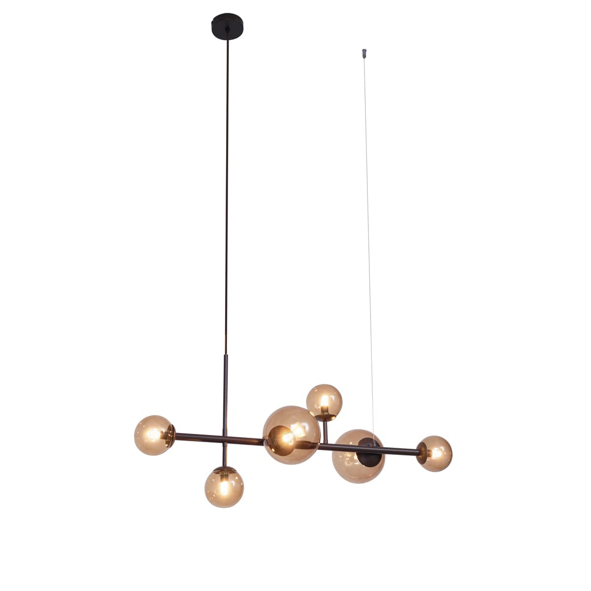 Závesná lampa Hotel Chic tmavý bronz s bronzovým sklom 6-svetelná - Monaco