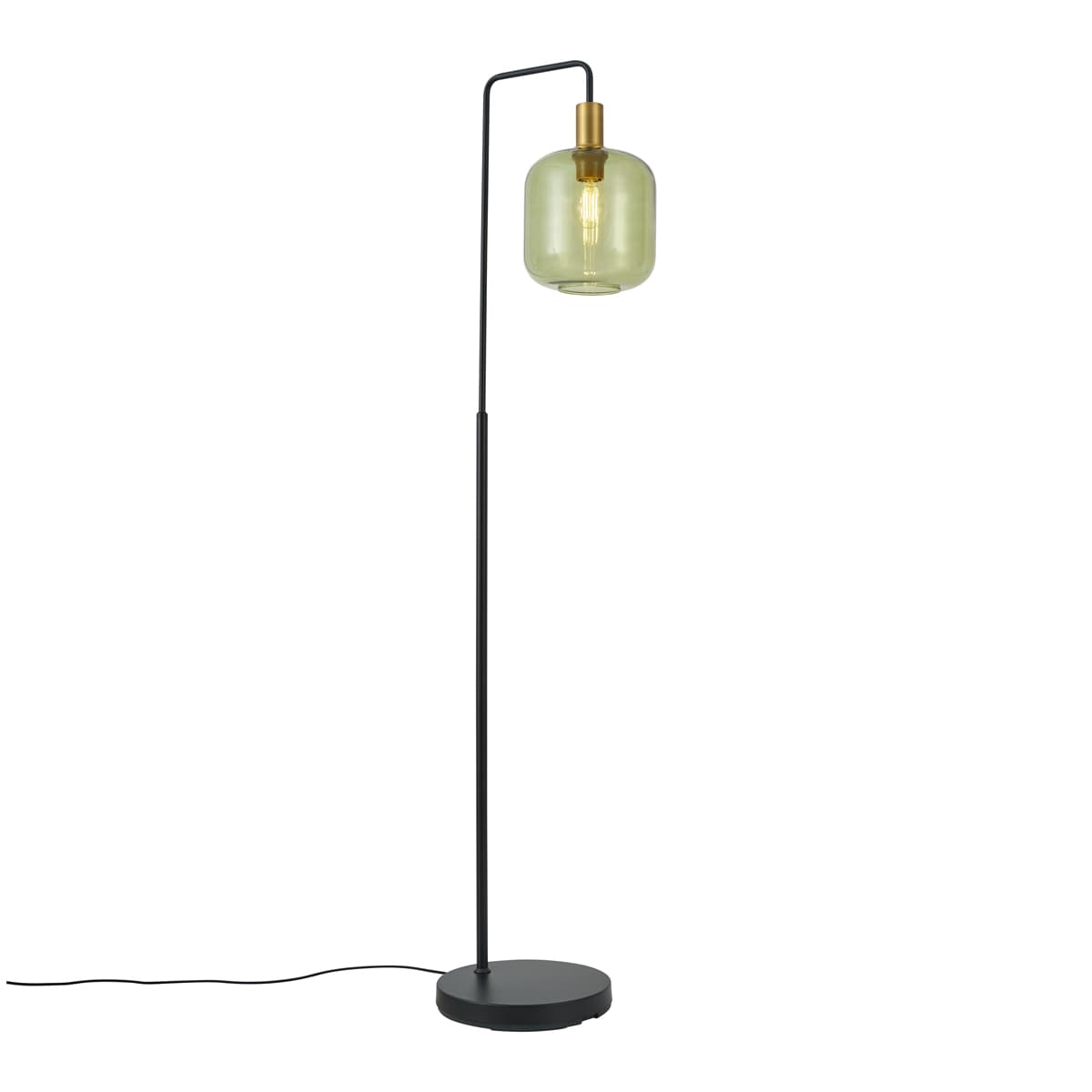 Hotelová elegantná stojacia lampa čierna a zlatá so zeleným sklom - Zuzanna