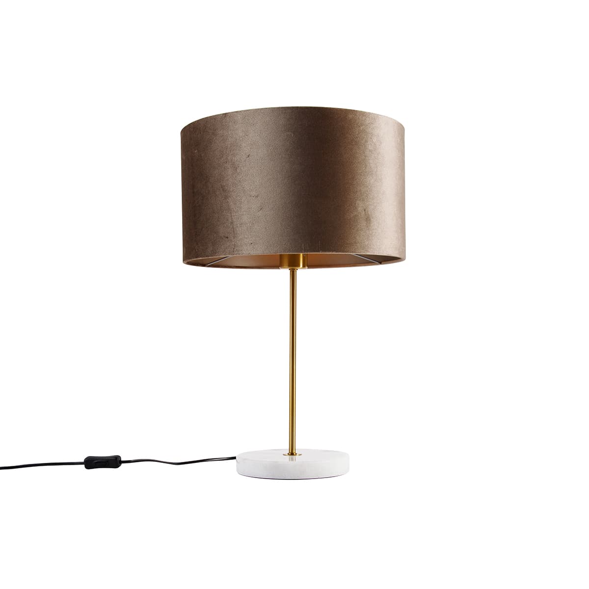Stolná lampa mosadzná so zamatovým tienidlom taupe 35 cm - Kaso