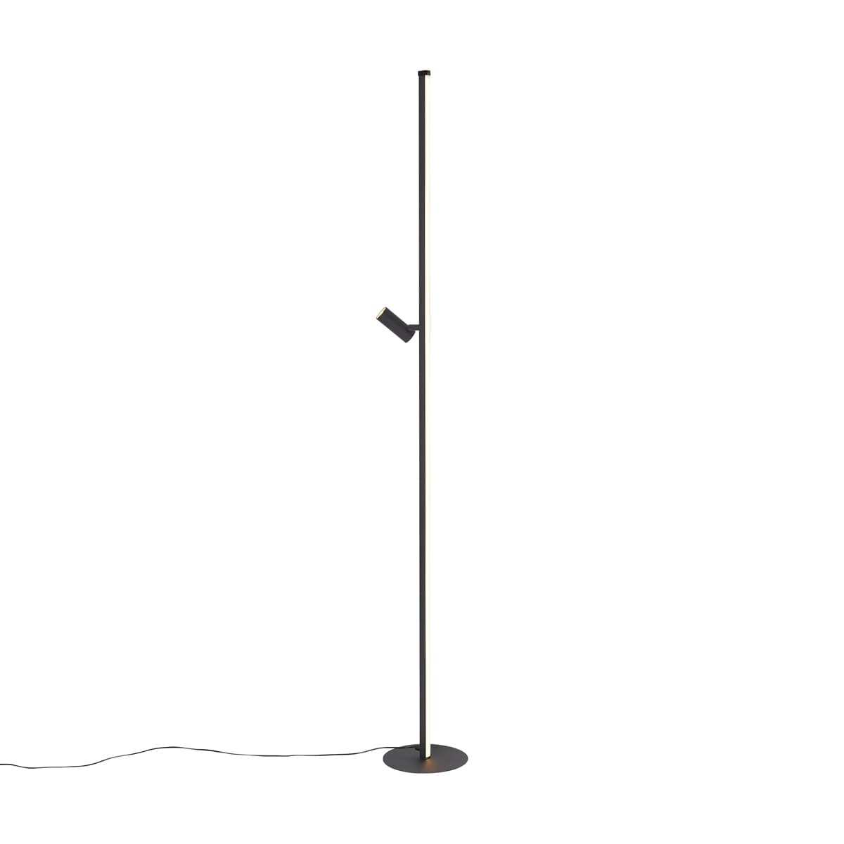 Dizajnová stojaca lampa čierna s lampou na čítanie vrátane LED s dotykovým stmievačom - Throttle