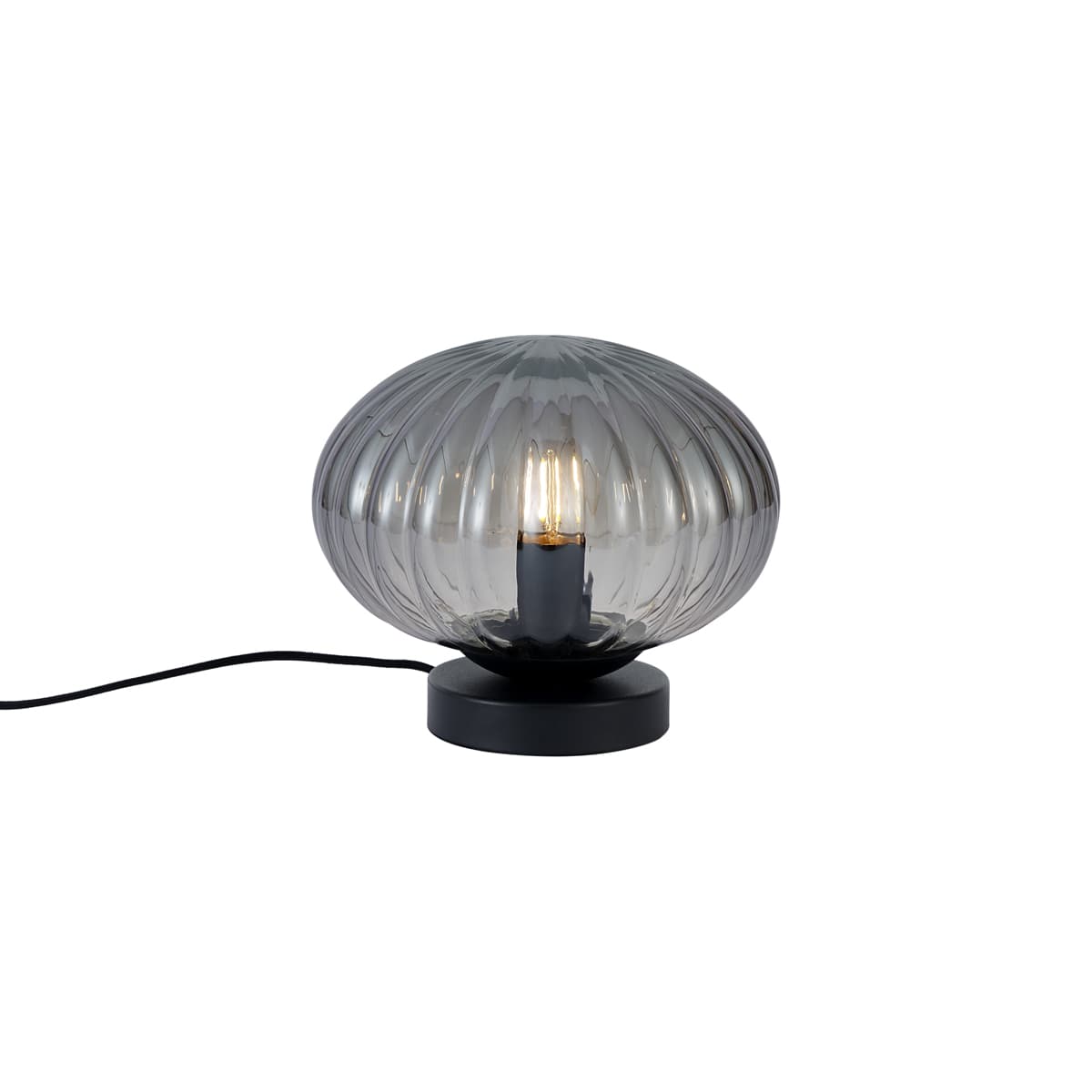 Dizajnová stolná lampa čierna s dymovým sklom - Mochi