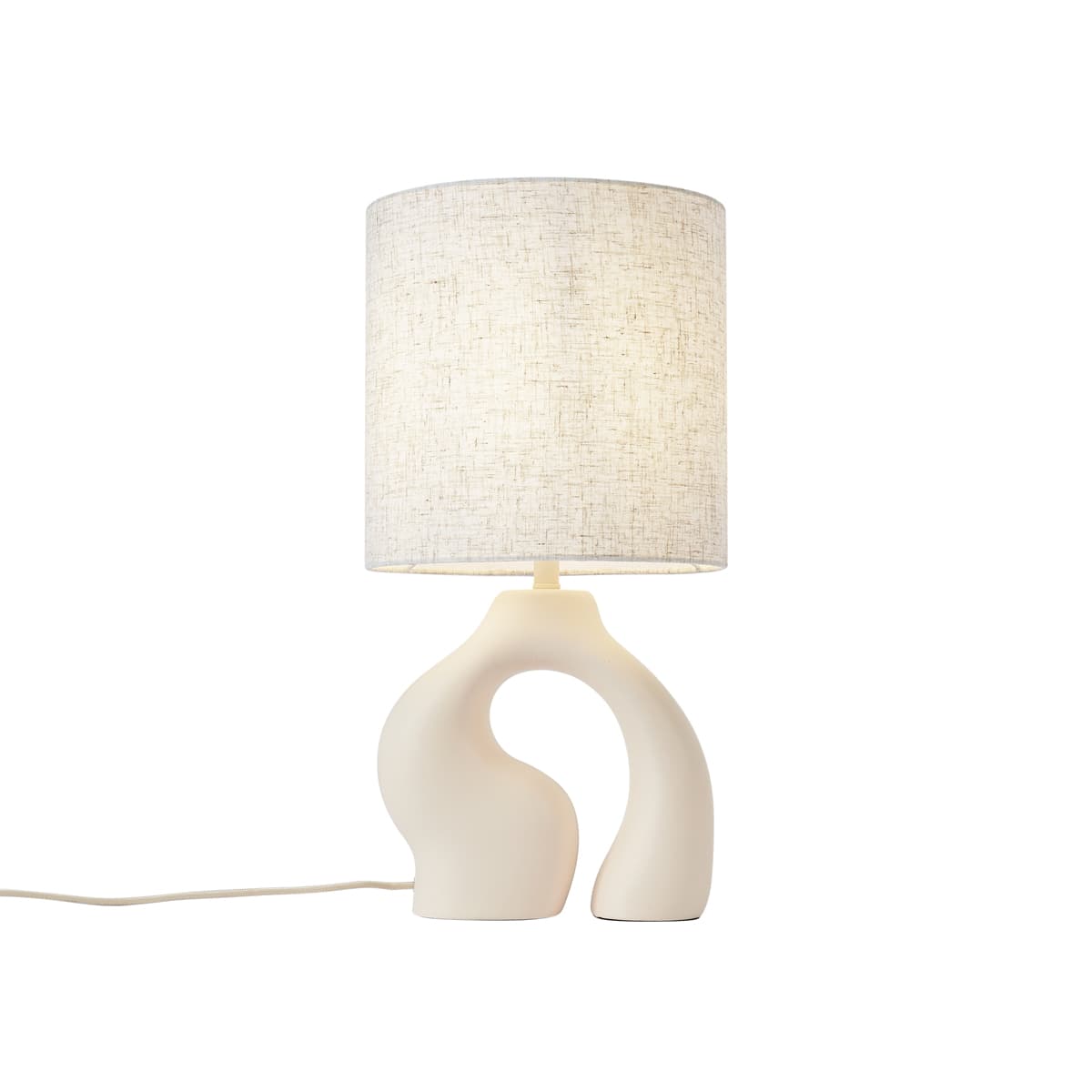 Japandi stolná lampa béžová s ľanovým tienidlom - Dahlia