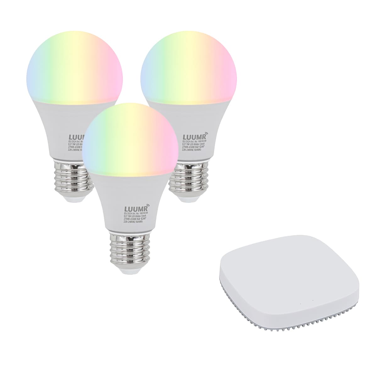 Sada 3 inteligentných stmievateľných LED žiaroviek E27 A60 9W 806 lm 2700K-6500K vrátane Zigbee Smart Hub
