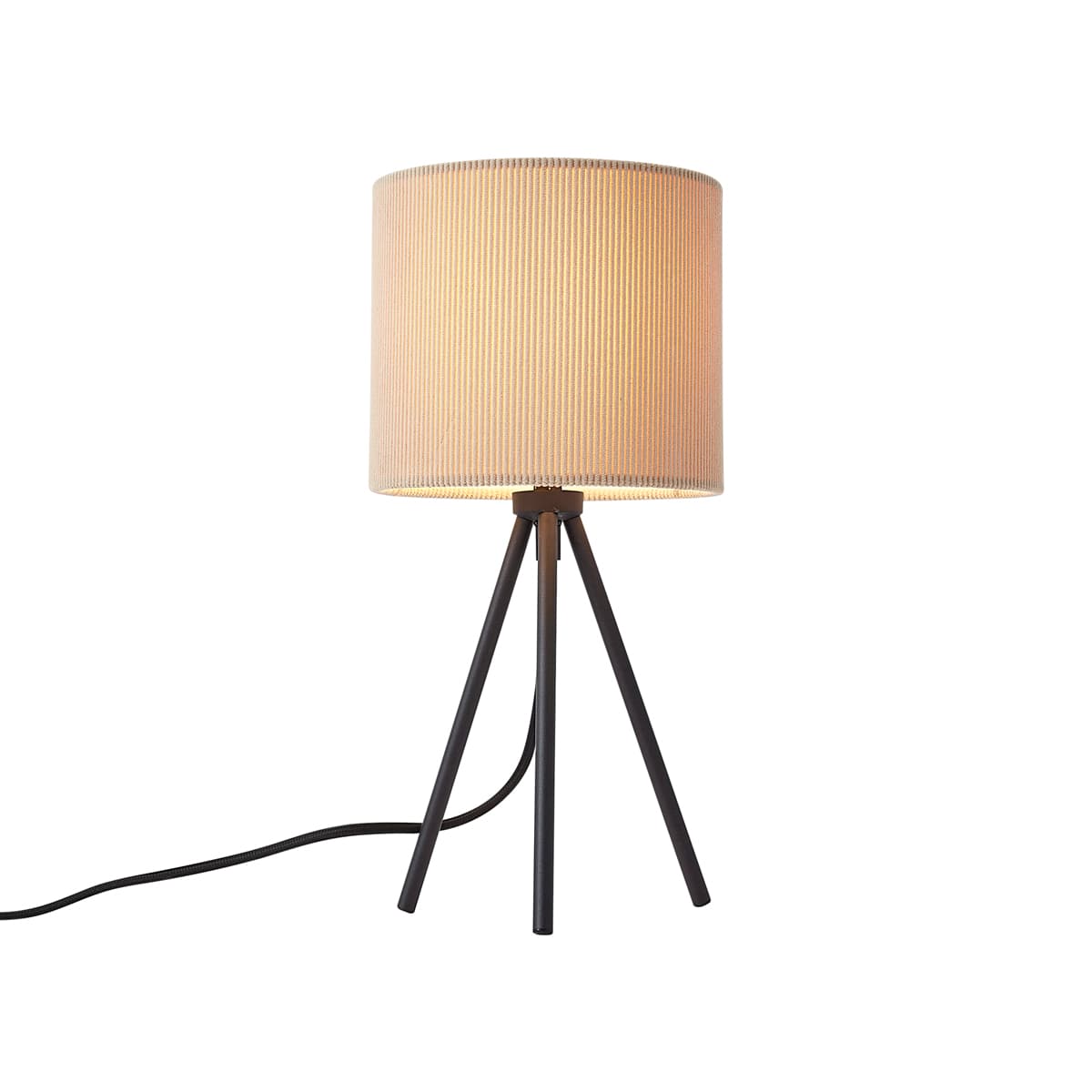 Moderná stolná lampa s trojnožkou v taupe farbe so zamatovým tienidlom - Luz