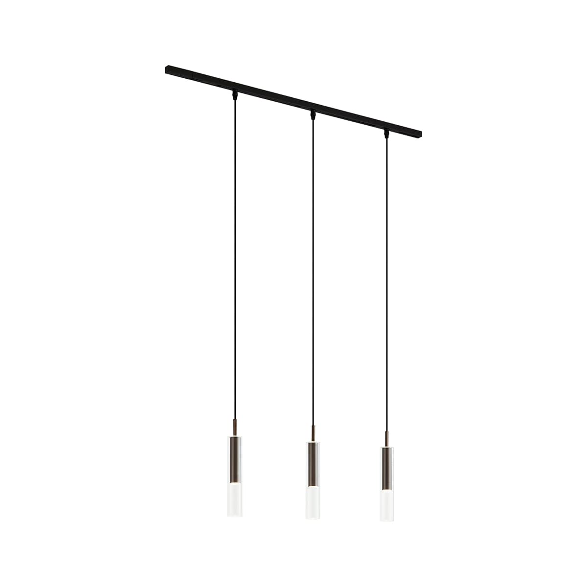 Moderný koľajnicový systém čierny s 3 závesnými svietidlami tmavý bronz 1-fázový - Slimline Loyce