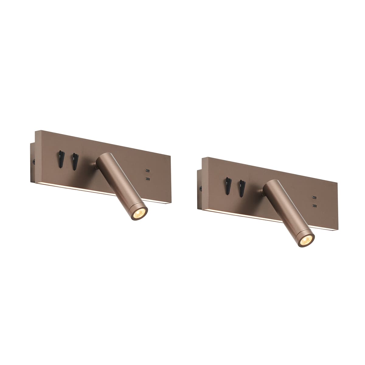 Sada 2 moderných nástenných svietidiel tmavý bronz nastaviteľné s USB-C vrátane LED - Modric