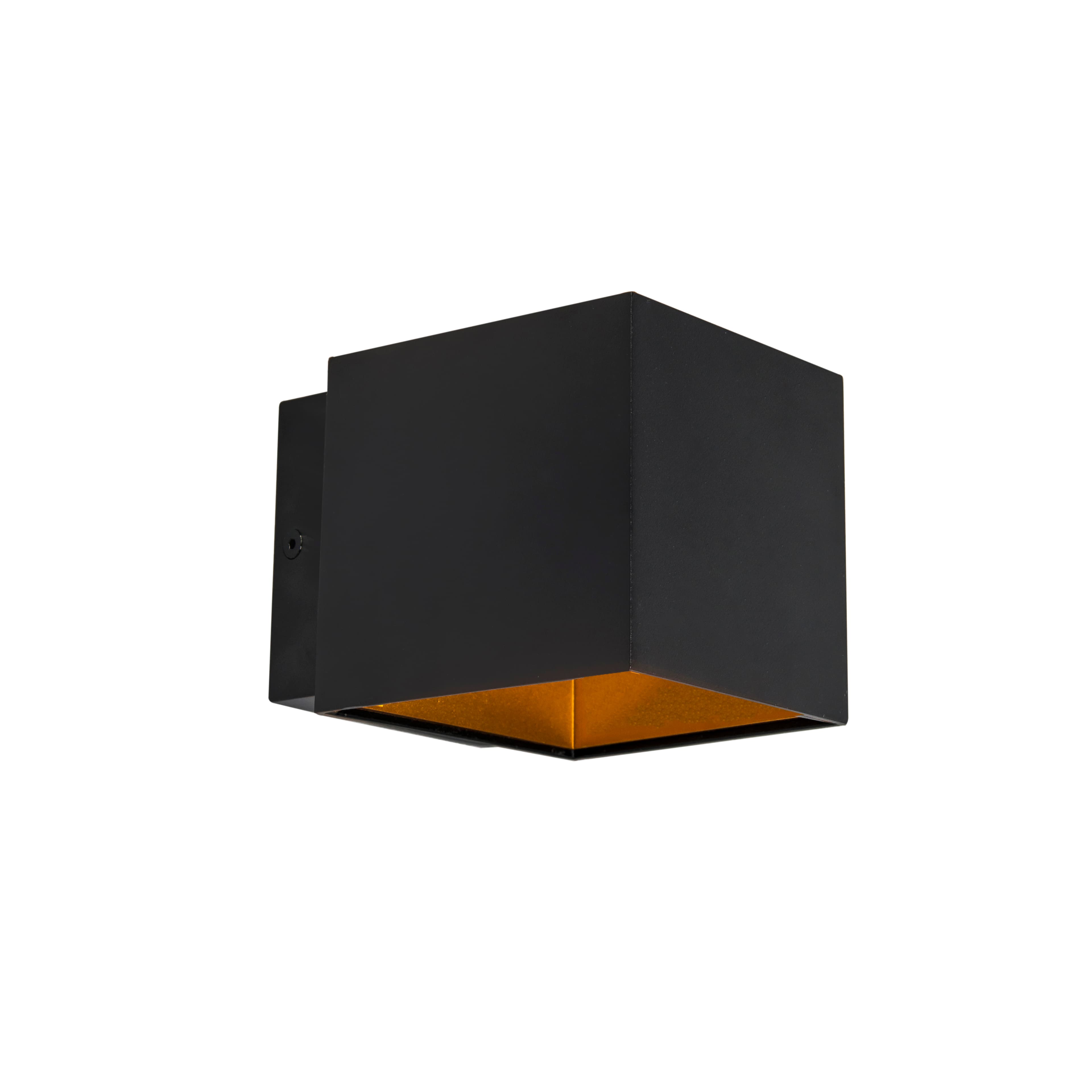 Dizajnová nástenná lampa čierna/zlatá vrátane LED - Caja