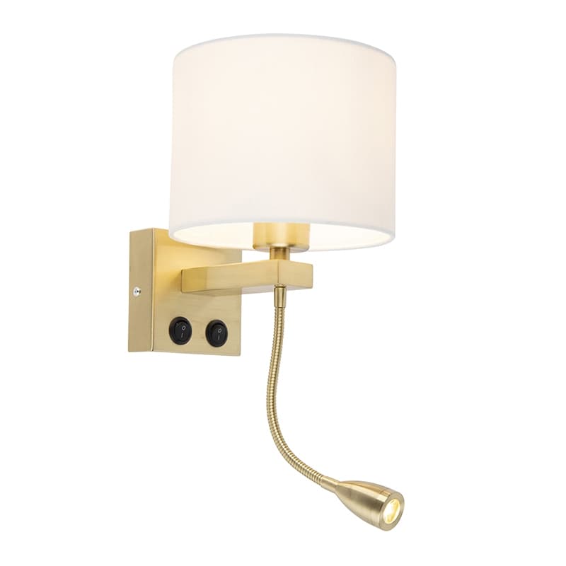 Art Deco nástenná lampa zlatá s bielym tienidlom - Brescia