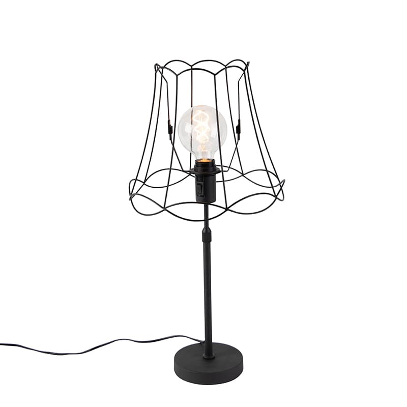 Stolná lampa čierna s rámovým tienidlom 30 cm nastaviteľná - Parte