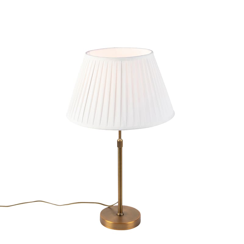 Stolná lampa bronzová s vrásneným tienidlom bielym 35 cm - Parte