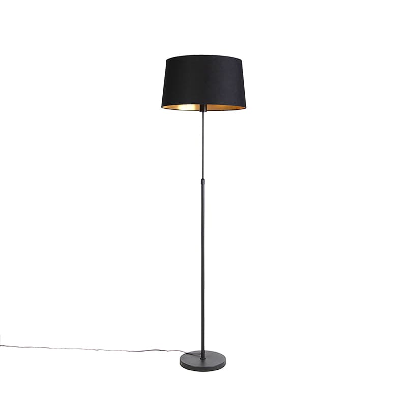 Stojaca lampa čierna s čiernym tienidlom 45 cm nastaviteľná - Parte