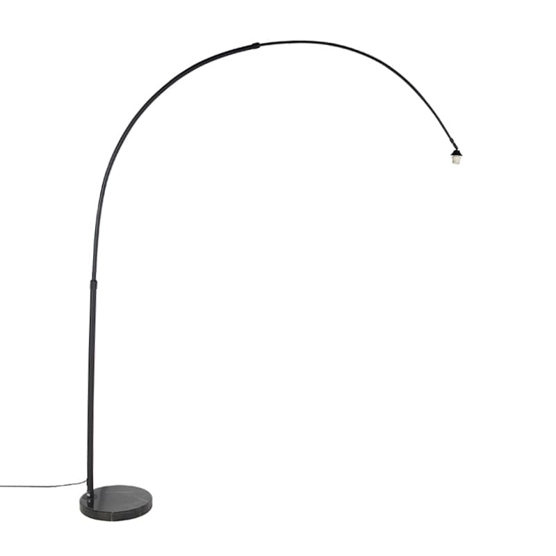 Moderná oblúková lampa čierna s mramorovým podstavcom - XXL