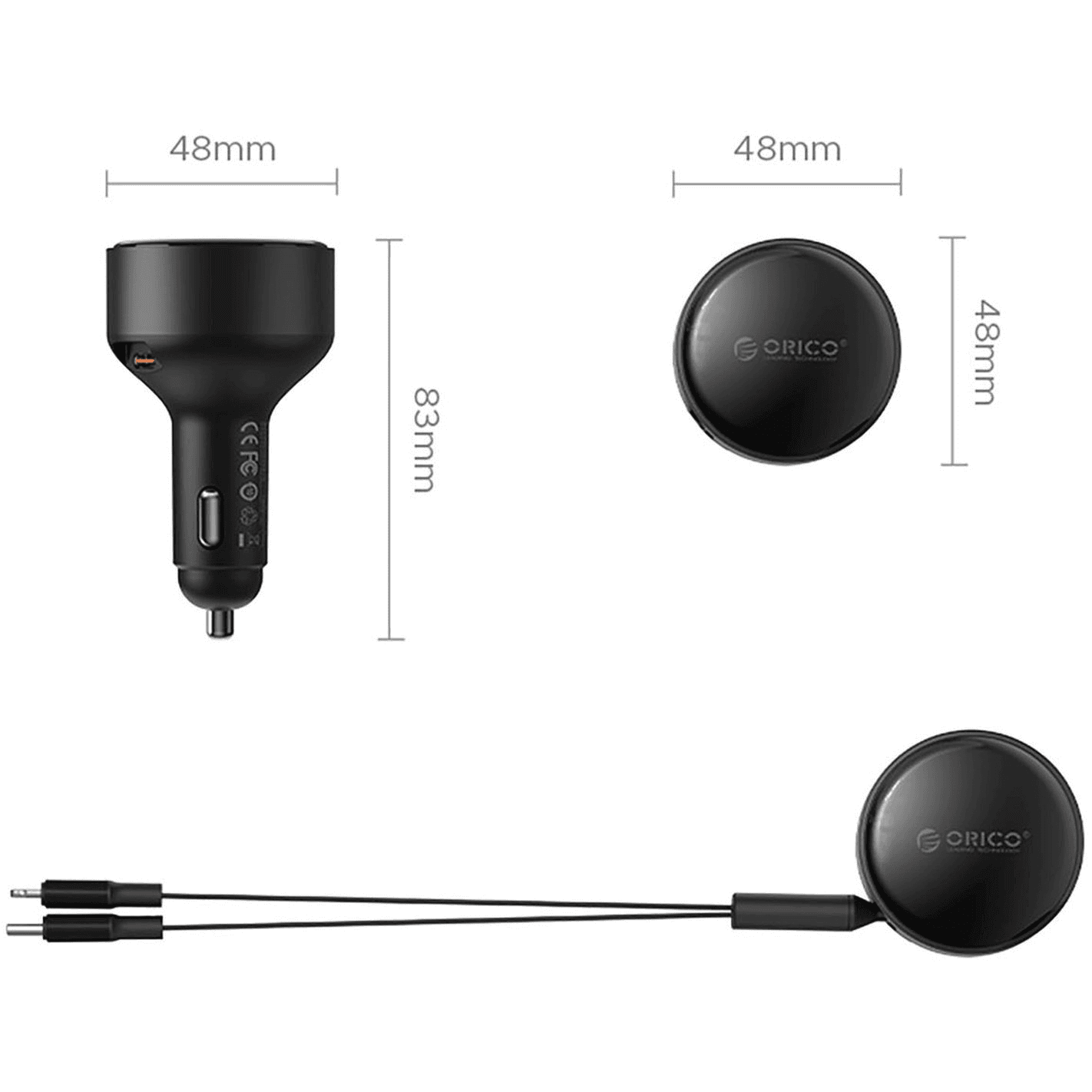 Ładowarka samochodowa Orico Dual Stretch 60 W USB-C s dvoma výsuvnými