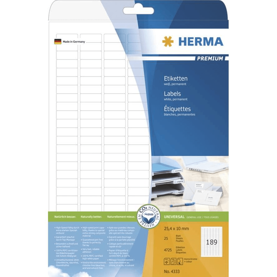 HERMA 4333 tlačiarenských etikiet Biela samolepiaca tlačiarenská etiketa
