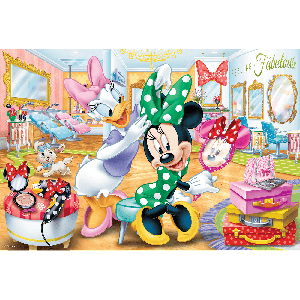 Puzzle Trefl Minnie Mouse 100 dielikov PUZZLE MINNIE V KOZMETICKOM SALÓNE
