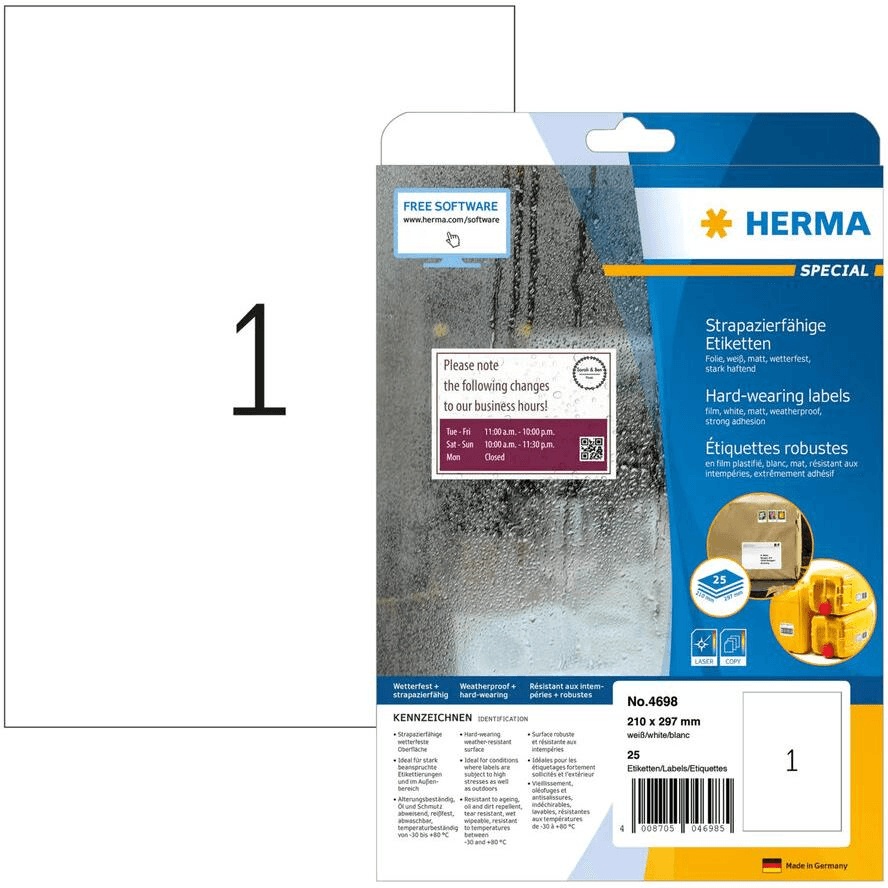 HERMA 4698 štítkov na potlač Biela Samolepiace štítky na tlač