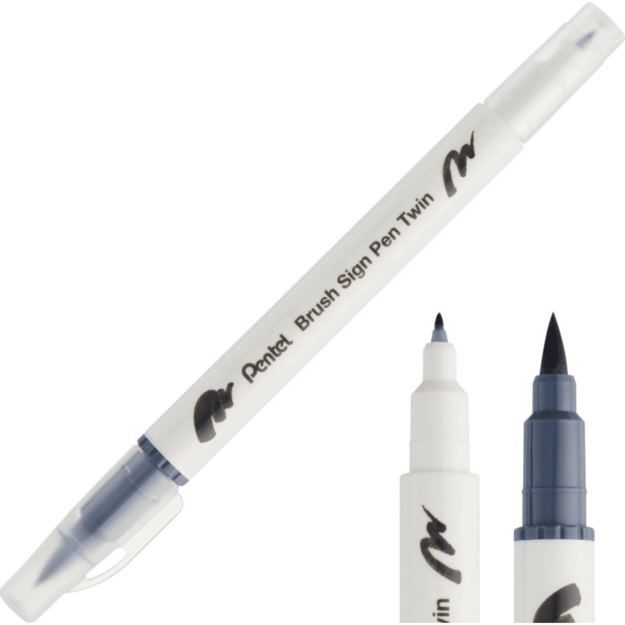 Obojstranný kaligrafický fix s hrotom štetca Brush Sign Pen Twin Pentel