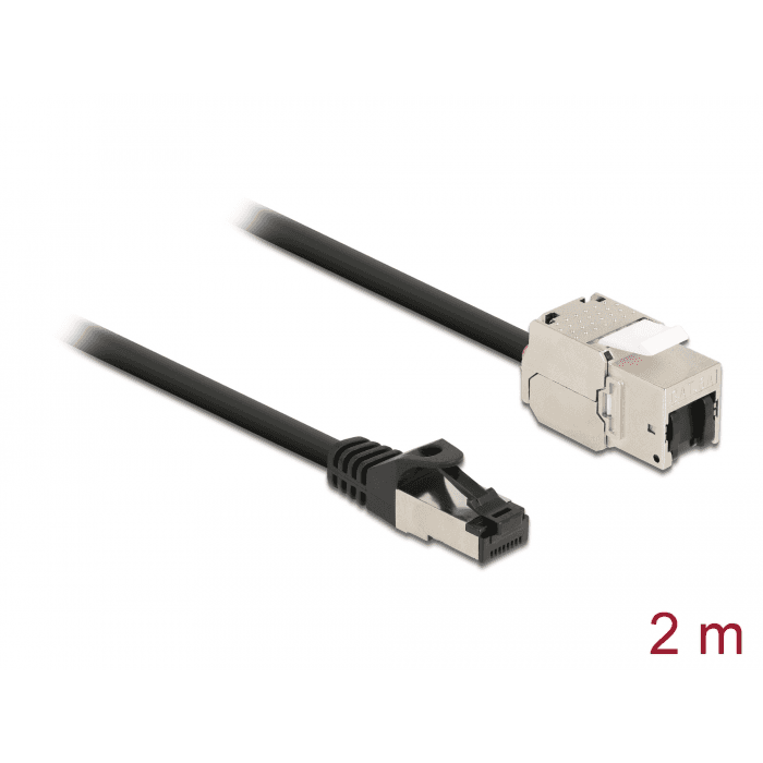 Sieťový kábel RJ45 pre Keystone modul RJ45 samica Cat.6A 2 m Delock 87028