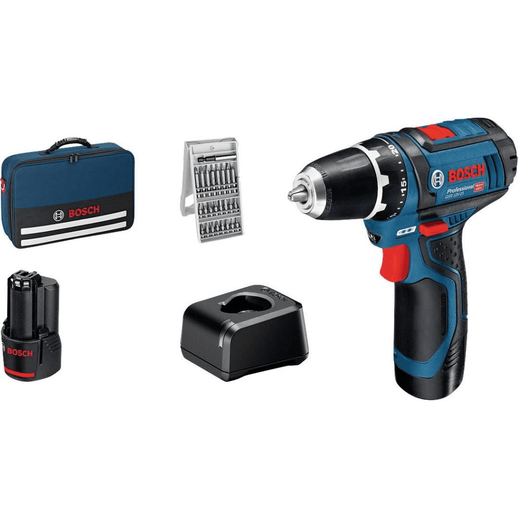 Bosch GSR 12V-15 Professional 1300 ot/min Čierna, Modrá