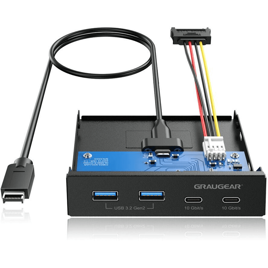 GRAUGEAR USB-HUB Multi Front Panel, maloobchodný predaj USB 3.2 Gen2 Type-C