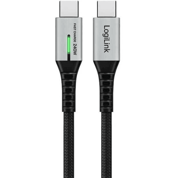 LogiLink USB-C 20 Gb/s, 240W kábel 1,5m v opletení, čierny