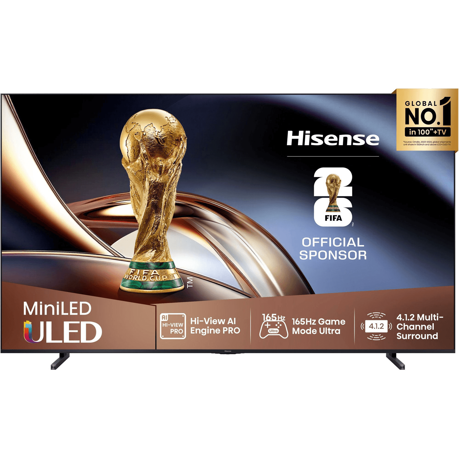 Hisense 100U8Q 2,54 m (100") 4K Ultra HD Smart TV Wi-Fi Čierna, Šedá