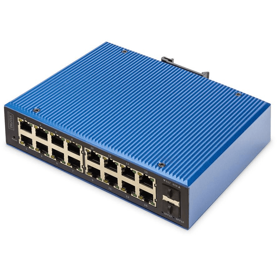 Digitus Priemyselný 16+2 portový spravovaný prepínač Gigabit Ethernet