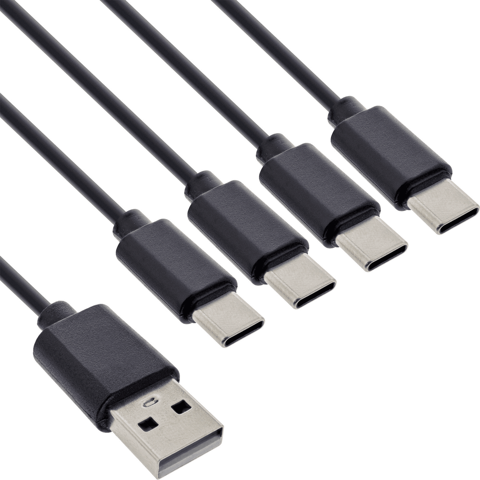 InLine 35141 USB kábel USB 2.0 1 m USB A 4 x USB-C Čierna
