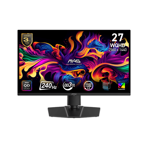 MSI MAG 271QP QD-OLED X24 LCD monitor 67,3 cm (26.5") 2560 x 1440 px Wide Quad HD Čierna