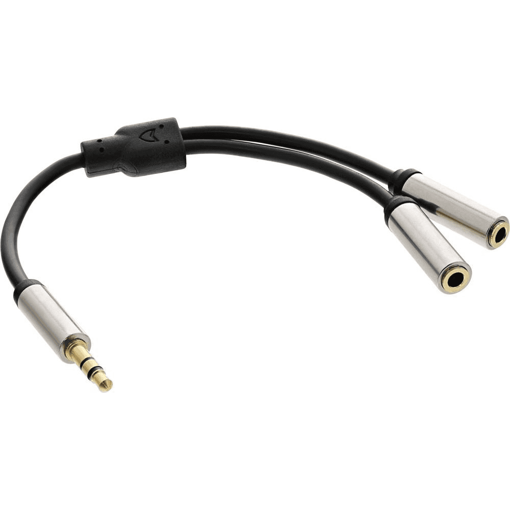 InLine S-99250 audio kábel 0,15 m 3.5mm 2 x 3.5mm Čierna, Strieborná