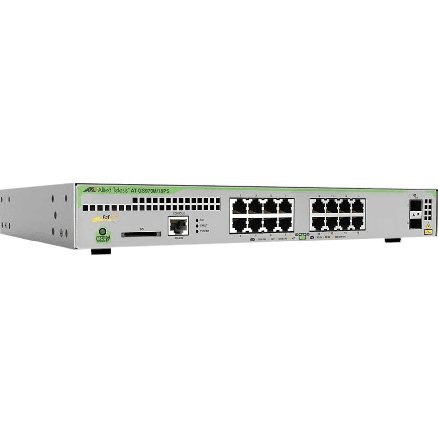 Allied Telesis AT-GS970M/18PS-50 Riadený L3 Gigabit Ethernet (10/100/1000) 1U Šedá