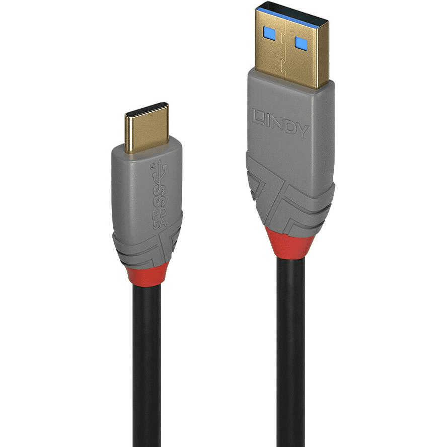 Lindy 36910 USB kábel 0,5 m USB C USB A Čierna, Šedá