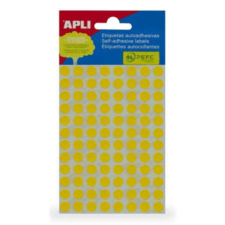 APLI Samolepiace kolieska APLI farba -? 8 mm / 288 štítkov / žltá
