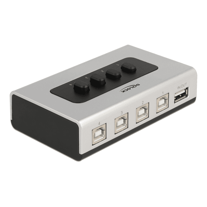 USB 2.0 prepínač so 4 x Typ-B samica na 1 x Typ-A samica Delock 87763