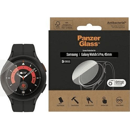 PanzerGlass 3676 inteligentné nositeľné príslušenstvo Ochrana displeja Priehľadná Temperované sklo, Polyetyléntereftalát (PET), Silikón