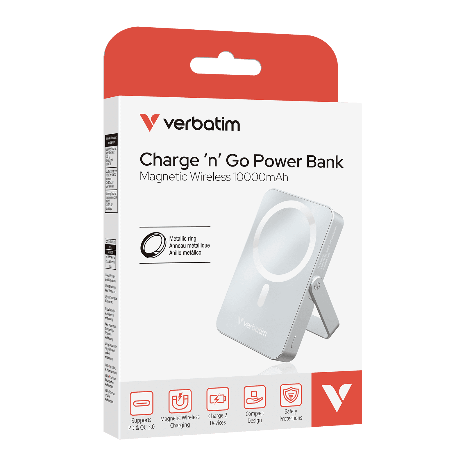 Verbatim Charge 'n' Go Magnetic Wireless Lítium polymér (lipo) 10000 mAh Bezdrôtové nabíjanie Modrá