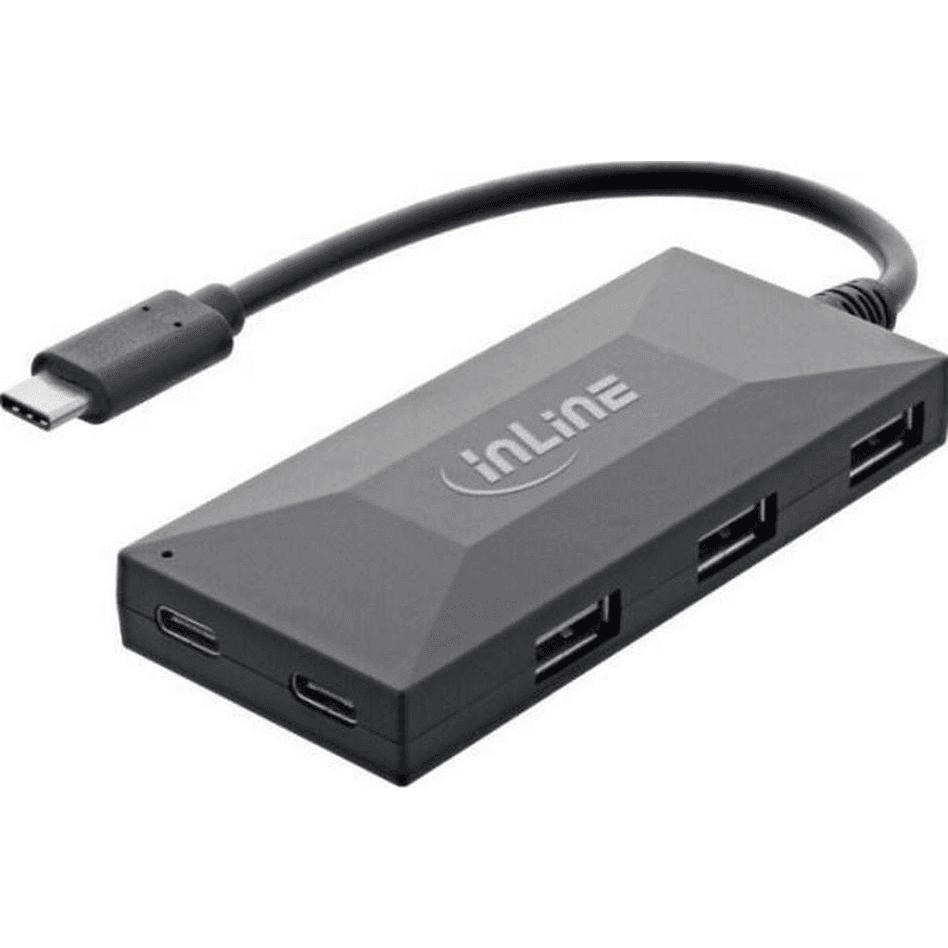 InLine 35398 hub USB 2.0 Type-C 5000 Mbit/s Čierna