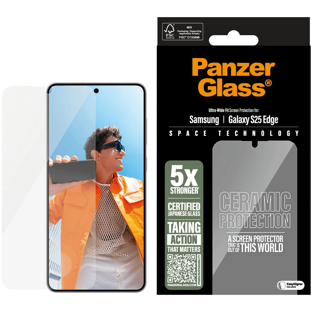PanzerGlass ® Ceramic Screen Protector Samsung S25 Edge | Ultra-Wide Fit w. EasyAligner Číra ochranná fólia na displej 1 kusov