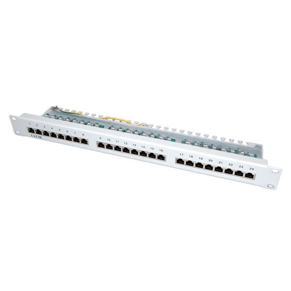 VALUE Patchpanel 19" kat. 5e STP, 24 portov, sivý