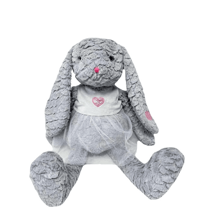 PLYŠ zajačik RUŽA, 32 cm, sivý