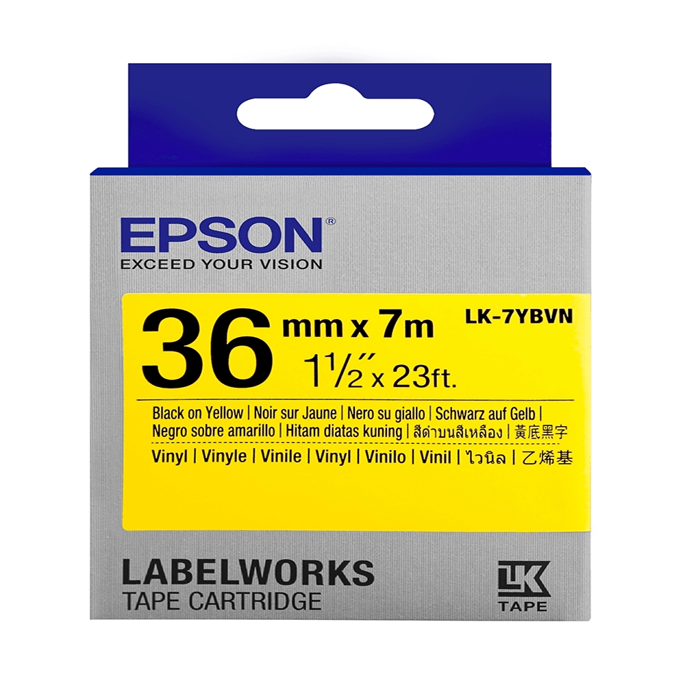 Epson LK-7YBVN TAPES VINYL LABEL TAPE páska na tvorbu štítkov Čierna na žltej