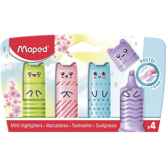 Maped Mini Kawaii zvýrazňovače zvieratká 4 ks pastelové