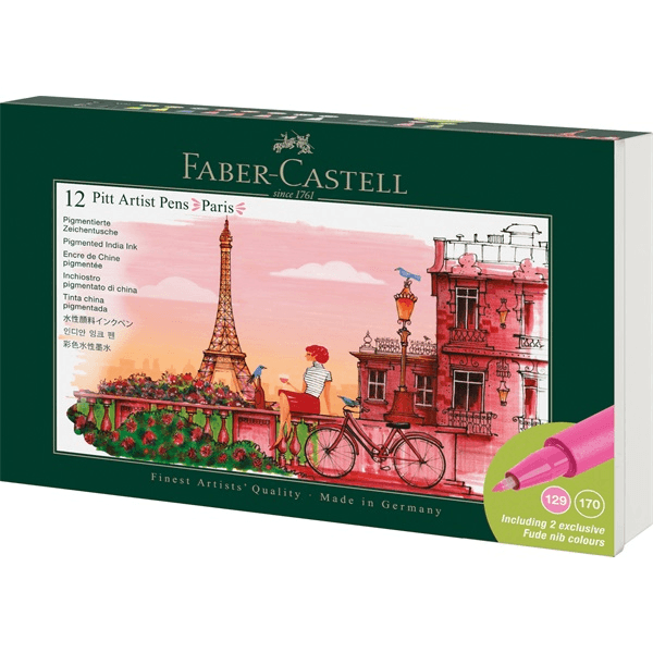 FABER-CASTELL PITT Artist Pen, set 12ks Paris v kovovej krabičke