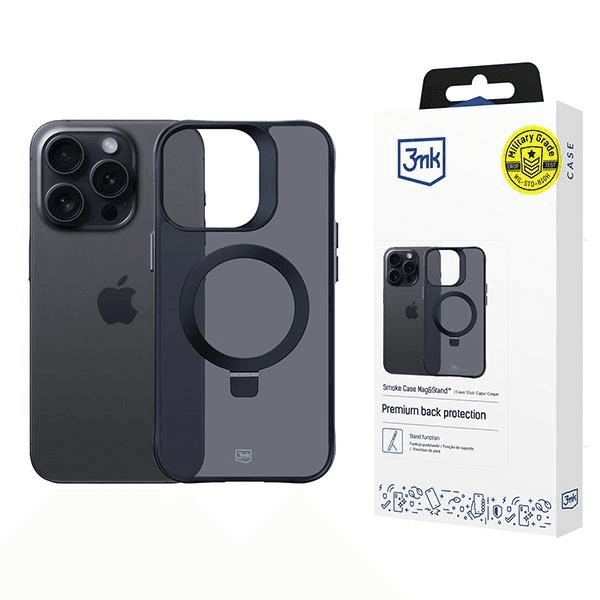 3MK SMOKE CASE PRE APPLE IPHONE 14 PRO OBAL TPU S MAGNETICKÝM STOJANOM
